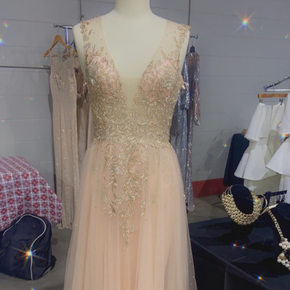 SOLD—-Plush lace and jeweled gown